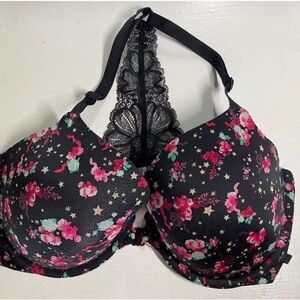 Victoria’s Secret Floral Lace Women's Bra - Black and Pink